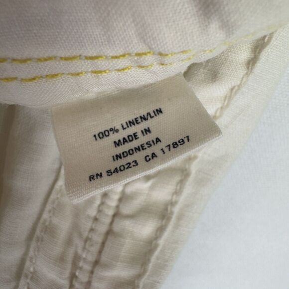 Old Navy Pants Womens 16 Ivory Straight Leg Relaxed Cargo 100% Linen Breathable - Picture 11 of 16